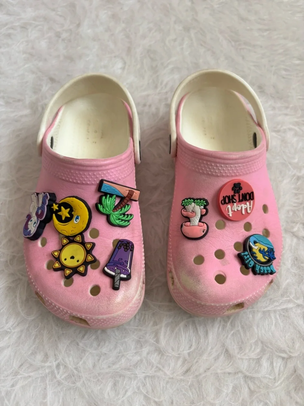 CROCS Kids Pink Slip-On Clogs with Fun Jibbitz Charms